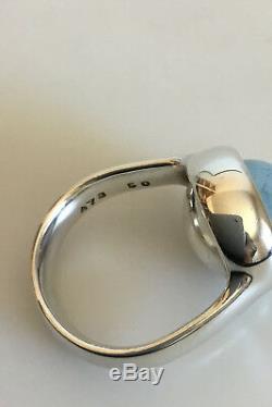 Georg Jensen Sterling Silver Sphere Ring No 473 with Light Stone