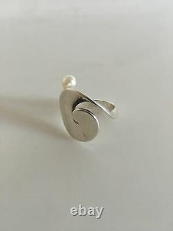 Georg Jensen Sterling Silver Torun Ring with Pearl No 370