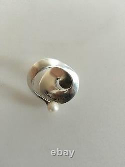 Georg Jensen Sterling Silver Torun Ring with Pearl No 370