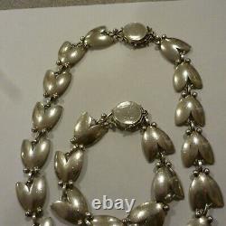 Georg Jensen Sterling Silver Tulip Flower Necklace + Bracelet Set Denmark#66+93