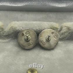 Georg Jensen Vintage Sterling Silver Round Pierced Earrings