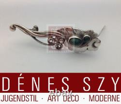 Georg Jensen sterling, silver 830, brooch #185 with russian malachites 1915-27