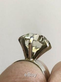 Gorgeous Vintage Sterling Silver Crystal Ring Sweden Norway
