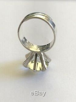 Gorgeous Vintage Sterling Silver Crystal Ring Sweden Norway