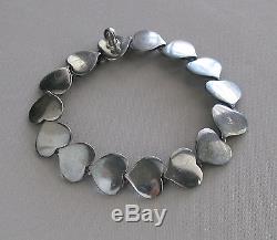 HANS HANSEN Denmark Sterling-Silver Modern Heart Link BraceletE244