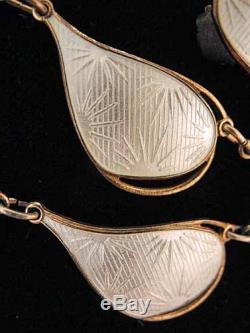 HOLT Norway Gilt Sterling+Wht Enamel PARURE-Necklace Bracelet EarringsHolth SET