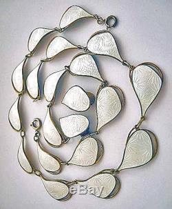 HOLT Norway Gilt Sterling+Wht Enamel PARURE-Necklace Bracelet EarringsHolth SET