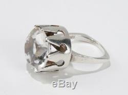 H. Ulrichsen Vintage Danish Sterling Silver and Rock Crystal Modernist Ring