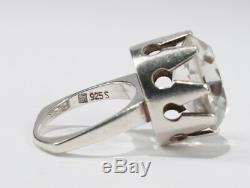 H. Ulrichsen Vintage Danish Sterling Silver and Rock Crystal Modernist Ring