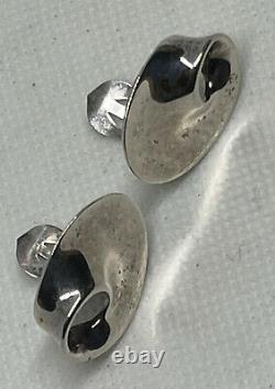 Hans Hansen(Georg Jensen) Sterling Silver Ear clips Vtg Jewelry- NR