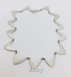 Herman Siersbol Denmark Vintage Sterling Silver Boomerang Modernist Necklace