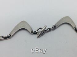 Herman Siersbol Denmark Vintage Sterling Silver Boomerang Modernist Necklace
