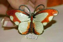 Hroar Prydz Big Butterfly Brooch Pin Sterling Silver Enamel Norway