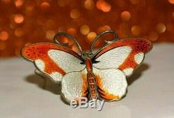 Hroar Prydz Big Butterfly Brooch Pin Sterling Silver Enamel Norway
