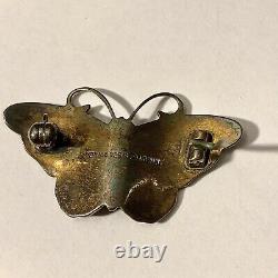 Hroar Prydz Sterling Butterfly Guilloche Enamel Pin Brooch, Norway, Mid-century