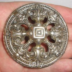 Huge antique Norwegian Silver 830S dragestil pin brooch Norway