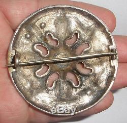 Huge antique Norwegian Silver 830S dragestil pin brooch Norway