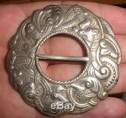 Huge antique Norwegian Silver 830S dragon dragestil pin celtic brooch