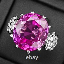 Invaluable Hot Pink Tourmaline 25Ct 925 Sterling Silver Handmade Rings Size 6.25