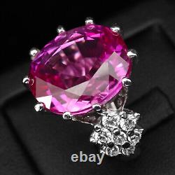 Invaluable Hot Pink Tourmaline 25Ct 925 Sterling Silver Handmade Rings Size 6.25