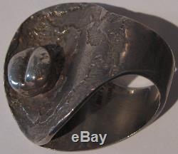 Jane And Finn Denmark Bold Vintage Sculptural Modernist Sterling Silver Ring