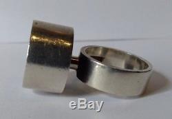 Jens Asby Big Vintage Denmark Modernist Sterling Silver Druzy Ring Size 6-1/2