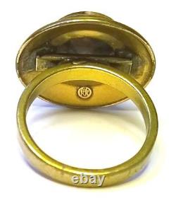 KALEVALA KORU KK Finland Beautiful Vintage Bronze Ring with Granite Size 4 1/4