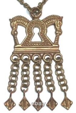 KALEVALA KORU KK Finland Old Vintage Bronze Horse Necklace Viking Motif