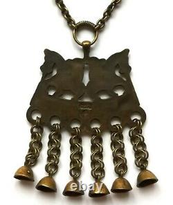 KALEVALA KORU KK Finland Vintage Bronze Dragons Dangle Necklace Big Size