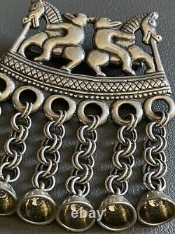 KALEVALA KORU KK Finland Vintage Sterling Silver Brooch BEAR & HORSES RARE FIND