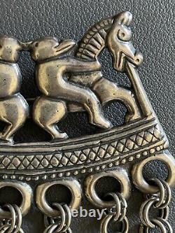 KALEVALA KORU KK Finland Vintage Sterling Silver Brooch BEAR & HORSES RARE FIND
