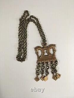 Kaleva Koru KK Horse Head and Keyhole Bronze Necklace Vintage Scandinavian