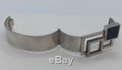 Kalevala Koru Finland Sterling Silver Black Onyx Modernist Bracelet