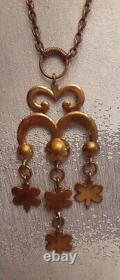 Kalevala Koru Finland Vintage Bronze Clover Necklace 17 3/4