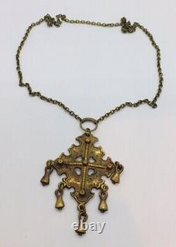 Kalevala Koru Finland Vintage Bronze Modernist Cross Necklace