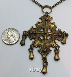 Kalevala Koru Finland Vintage Bronze Modernist Cross Necklace