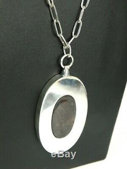 Kaunis Koru Finland Modernist Spectrolite Sterling Silver Pendant 24 Necklace