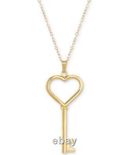 Key Heart Shaped 18 Pendant Necklace 14k GOLD RARE