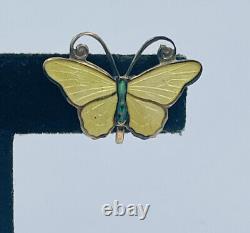 Kristian Hestenes Norway Vintage Sterling Silver Enamel Butterfly Earrings