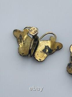 Kristian Hestenes Norway Vintage Sterling Silver Enamel Butterfly Earrings