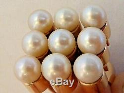 Kupittaan Kulta 14k Gold Minimalist Ring, 9 White Pearls In Threes, Finland 585