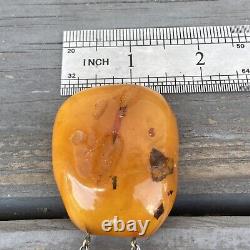 LARGE Natural Baltic Butterscotch Egg-Yolk Amber Pendant Soviet 24gr
