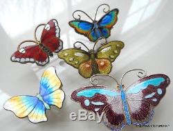 LOT of 5 vintage STERLING SILVER Butterfly PINS, David Andersen, OPRO, Norway, D3