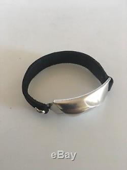 Lapponia Finland Leather Wristband with Sterling Silver Piece Björn Weckström