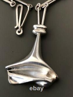 Lapponia Sterling Silver Mid Century Pendant Necklace Finland Bjorn Weckstrom