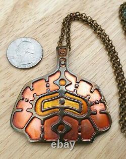 Large David Andersen, Unn Tangerud, Copper & Enamel Necklace/pendant, Norway