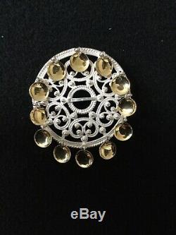 Lovely Large Norwegian Silver Solje Bunad Brooch with Gilded Spoons