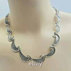 Lovely Paisley Pattern Scandinavian / Danish Design Solid Silver Necklace