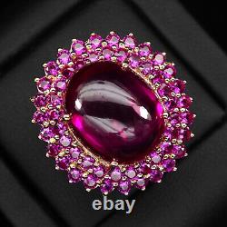 Luxurious Blood Red Ruby Cabochon Rare 20Ct 925 Sterling Silver Handmade Rings