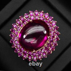 Luxurious Blood Red Ruby Cabochon Rare 20Ct 925 Sterling Silver Handmade Rings